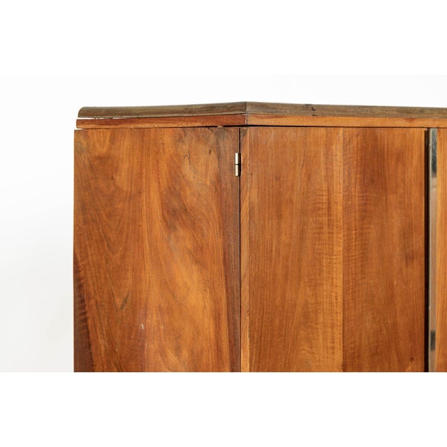 Antique French Art Deco Mahogany Wardrobe Armoire Cabinet, 1940s For Sale - Image 14 of 17