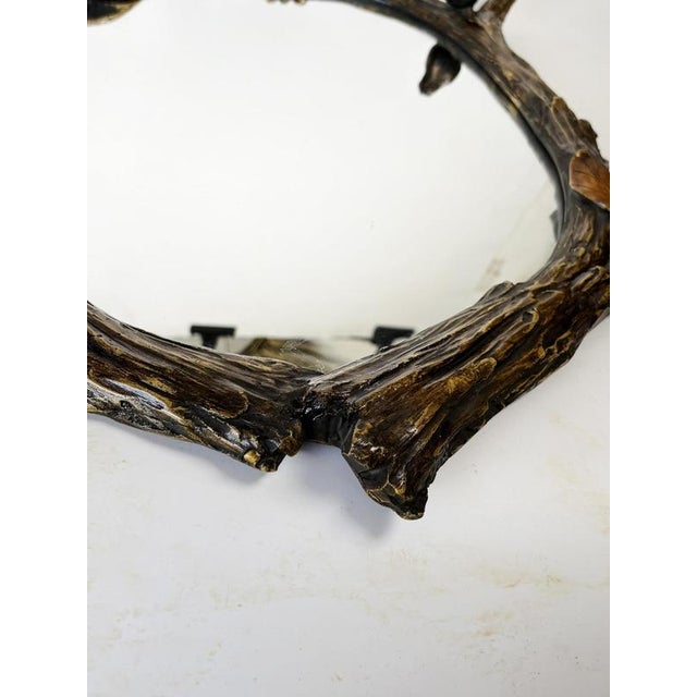 Brown Decorative Mirror with Wooden Branches and Birds, France, 1970 For Sale - Image 8 of 11