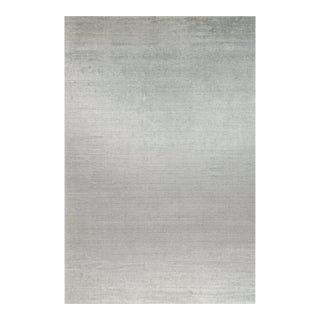 2010s Rug & Kilim’s Modern Rug in Solid Gray and Off-White Striae - 12x18 For Sale