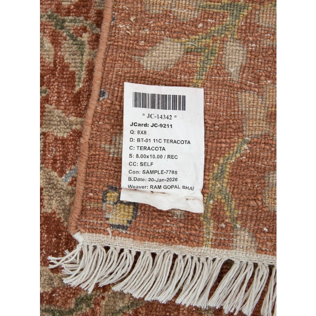 Tribal 8x10Ft. Red Rust Peacock Wool Rug, Hand Knotted Birds Garden For Sale - Image 3 of 5