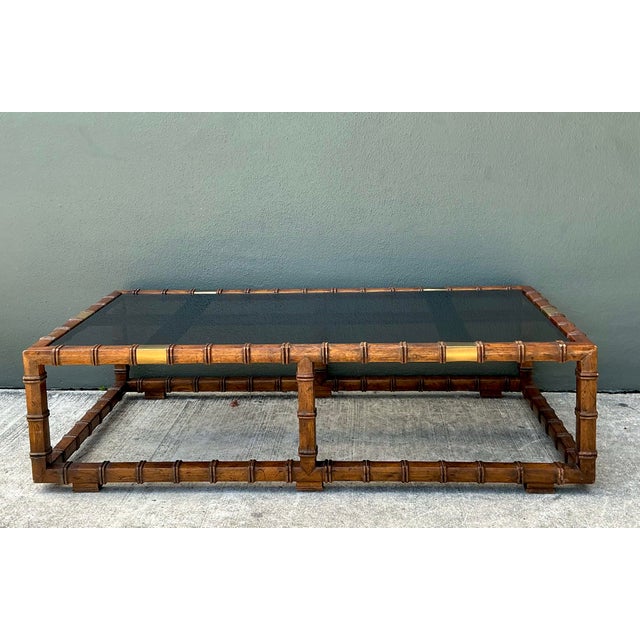 Vintage Carved Faux Bamboo and Glass Coffee Table For Sale - Image 12 of 12