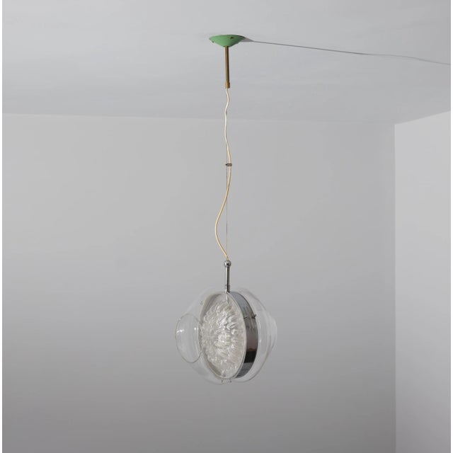 Italian Pendant Lamp in Murano Glass and Brass, 1960s For Sale - Image 13 of 13