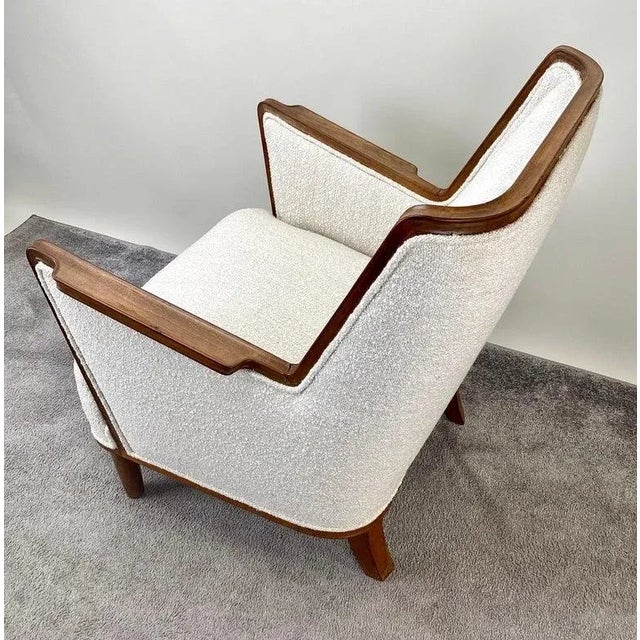 Mid-Century Modern Scandinavian Lounge Chair in Mahogany Frame & Bouclé For Sale - Image 9 of 12