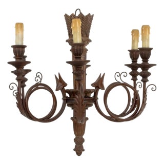 Louis XV Style Wood & Copper Six-Branch Chandelier For Sale