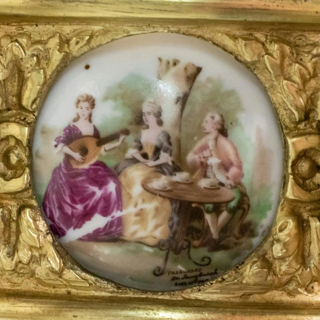 Early 20th Century French Rococo Revival Six Arm Gilt Bronze and Crystal Chandelier With Porcelain Plaques For Sale - Image 15 of 16