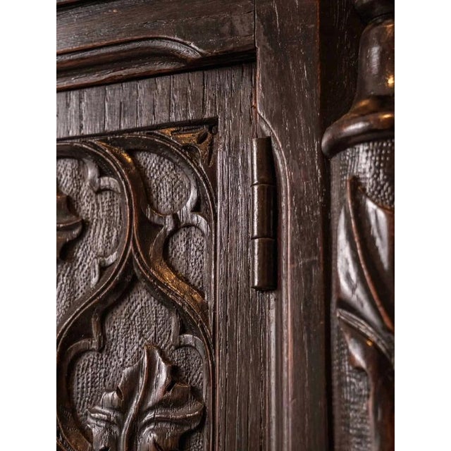 Neo-Gothic Carved Oak Cabinet For Sale - Image 9 of 10