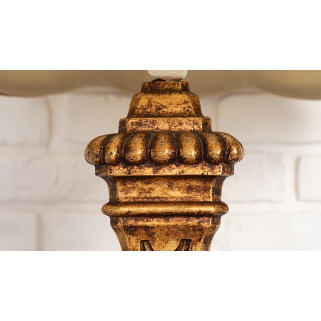 Large Giltwood Table Lamp with Sculptural Base, Spain, 1970s For Sale - Image 4 of 8