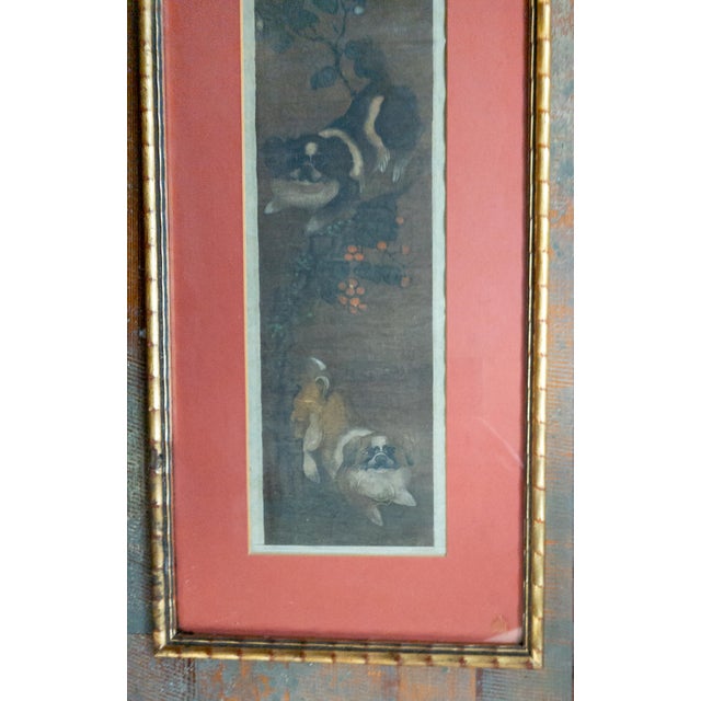Chinese 19th Century or Earlier Chinese Silk Scroll Painting With Pekingese Dogs For Sale - Image 3 of 10