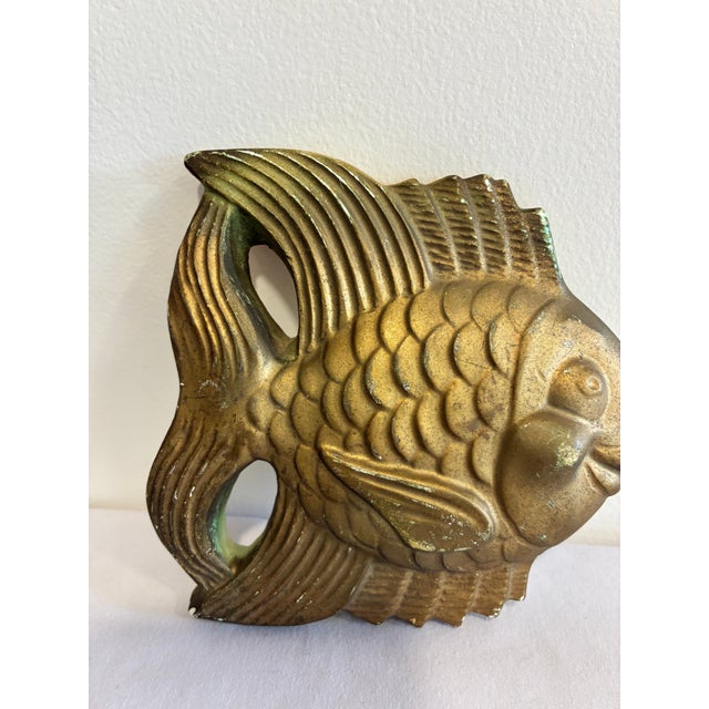 Mid 20th Century Vintage Gold Painted Fish Wall Decor For Sale - Image 5 of 12