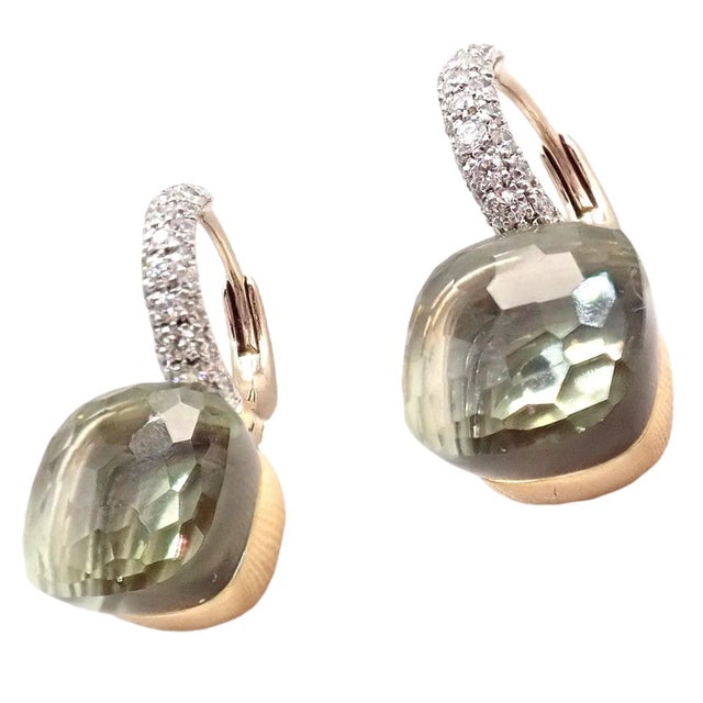 Pomellato Nudo Rose + White Gold Diamond Prasiolite Earrings - 2 Pieces For Sale In Philadelphia - Image 6 of 9