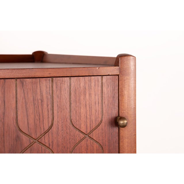 Nordiska Kompaniet Swedish Napoli Highboard in Teak, Beech and Brass by David Rosén for Nordiska Kompaniet, 1960s For Sale - Image 4 of 18