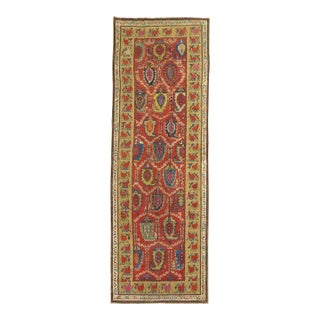 Traditional Colorful Early 20th Century Antique Karabagh Caucasian Runner - 3'4" x 9'8" For Sale