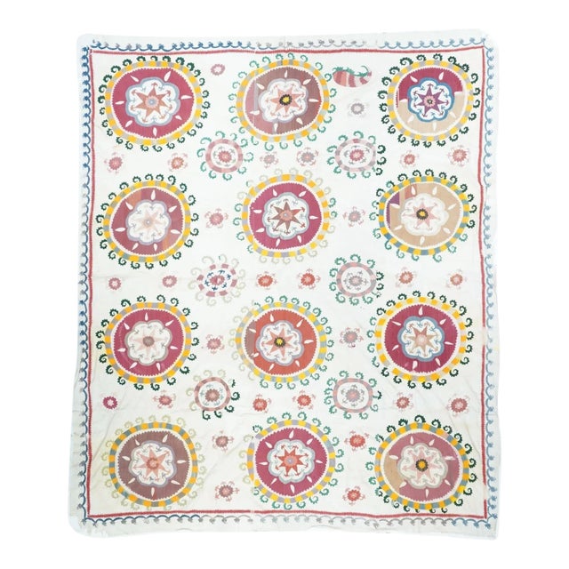 Antique Textile Suzani 7'1'' X 8'5'' For Sale
