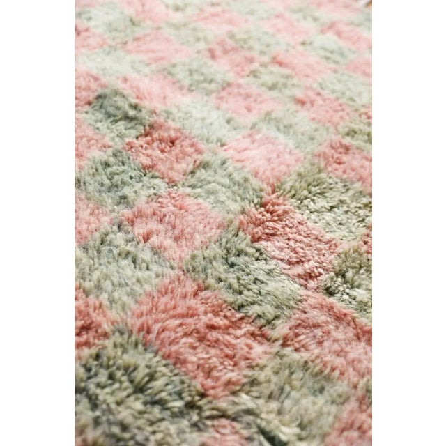 Textile Sage & Coral Checker Beni Ourain Moroccan Wool Rug - 9x12' For Sale - Image 7 of 8