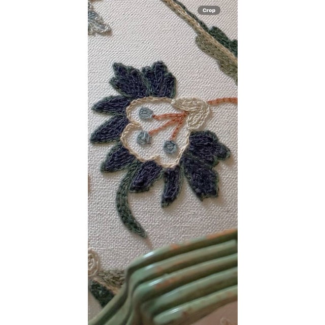 Pair of Custom Botanical Crewelwork Chairs in Green For Sale - Image 17 of 18