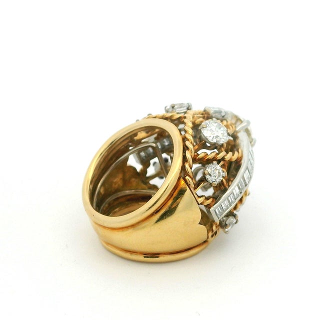 Vintage 1940 Retro Diamond Dome Ring in 18k Gold — 5.5 Carats Total Diamonds For Sale - Image 9 of 12