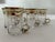 Vintage Midcentury Gold & Clear Leaf Design With small handle Shot Glasses S/7 2"D X 2.5"H