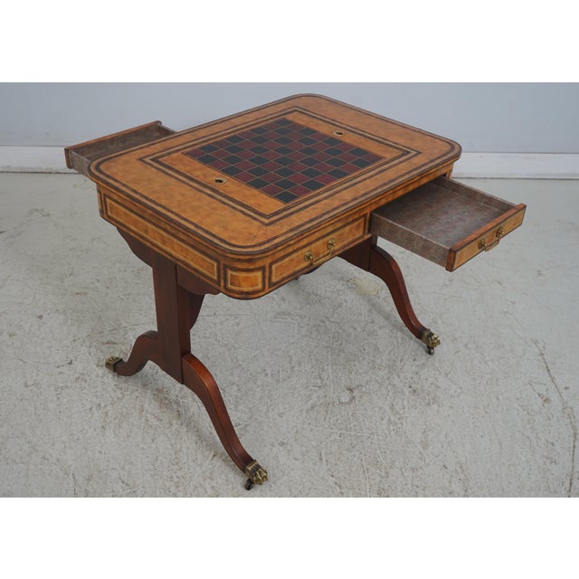 Traditional Maitland Smith Leather Top Games Table For Sale - Image 3 of 18
