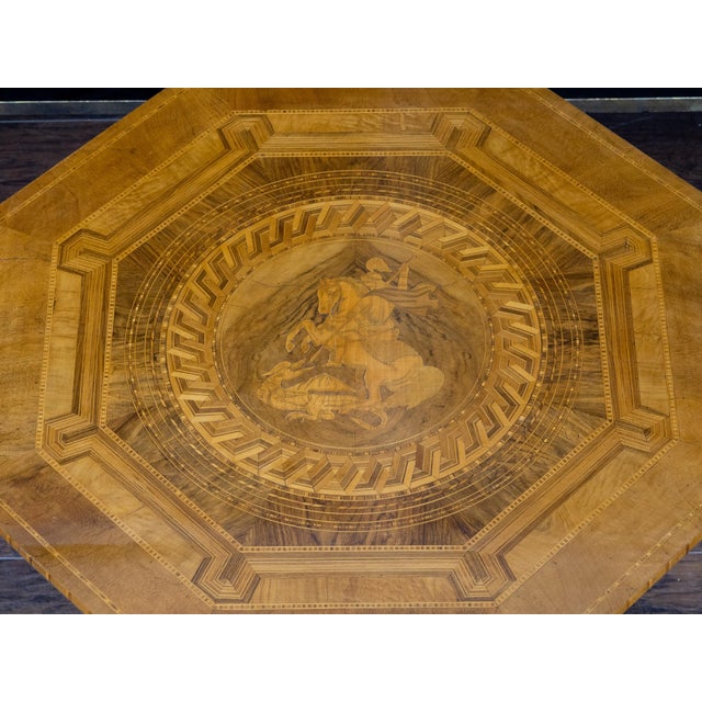 Italian 19th Century Octagonal Table with Saint George and the Dragon Marquetry For Sale - Image 11 of 12