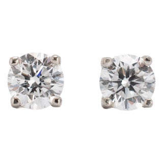 Unisex 14k White Gold 0.44ctw Lab Grown Diamond Screw Back Petite Stud Earrings, Pair For Sale