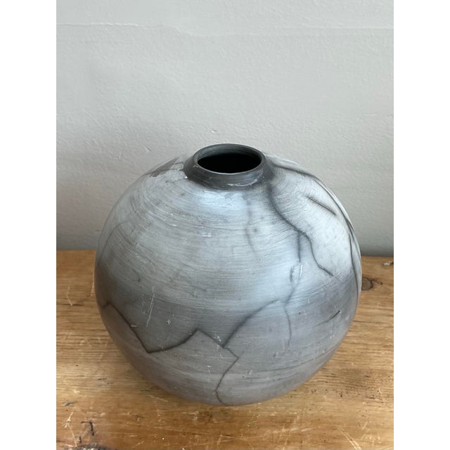 Ceramic Vintage Original Raku Fired Studio Pottery Vase For Sale - Image 7 of 12