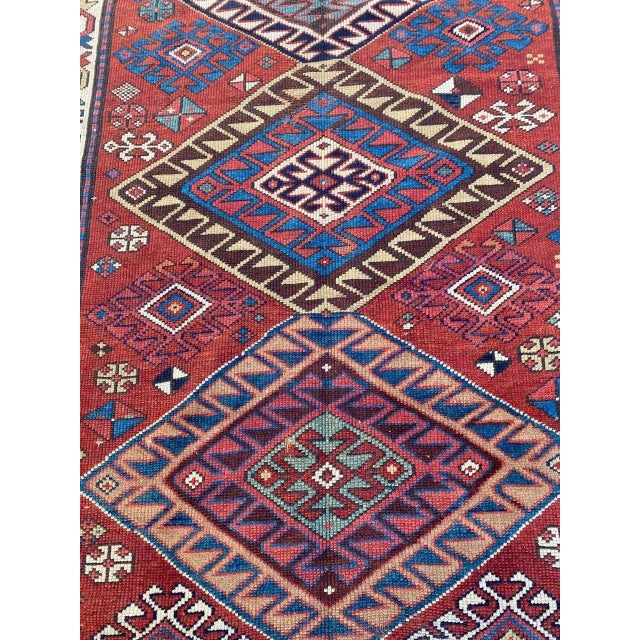 Textile Antique Caucasian Kazak Runner For Sale - Image 7 of 18
