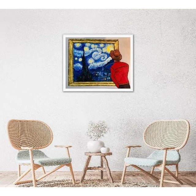 Blue "Starry Night at the Museum" Contemporary Original Oil Painting by Lisa Haas For Sale - Image 8 of 12