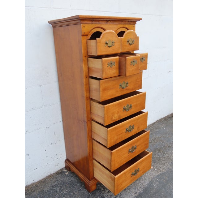 Pier Cabinet Solid Maple Distressed Tall Narrow Lingerie Jewelry Chest 6243 For Sale - Image 4 of 16