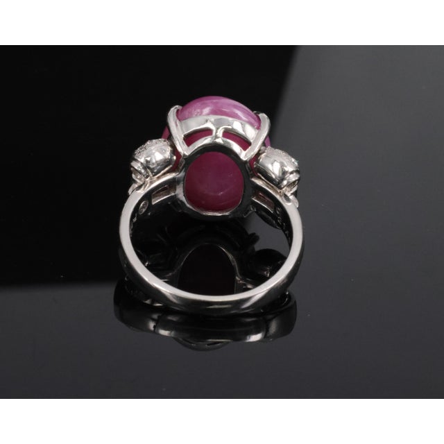 Late 20th Century Rare 21.42ct Natural Pink Star Sapphire & 0.32ct Diamond Platinum Ring, Size 8.5 For Sale - Image 18 of 18