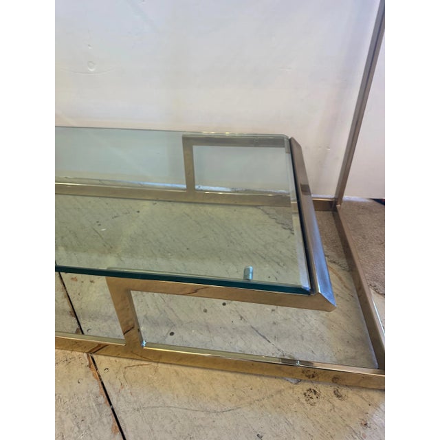 Brass & Bevelled Glass Two Tier Console Table For Sale - Image 10 of 12