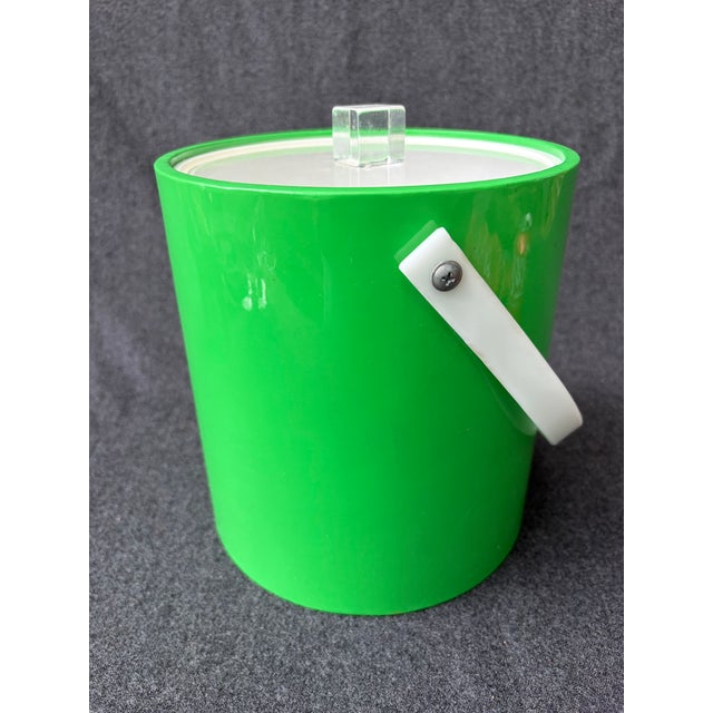 Mid 20th Century Mid Century Modern Lime Green Vinyl & Lucite Ice Bucket For Sale - Image 9 of 18