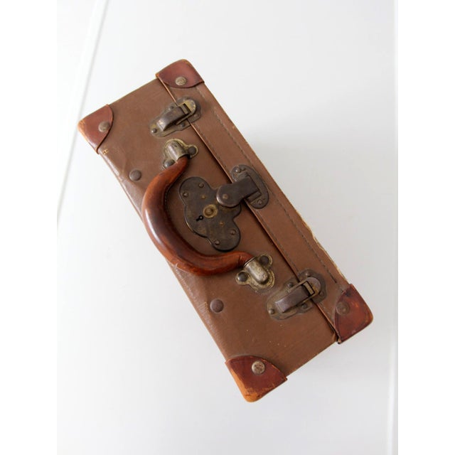 Vintage Miniature Leather Suitcase Travel Case For Sale - Image 15 of 15