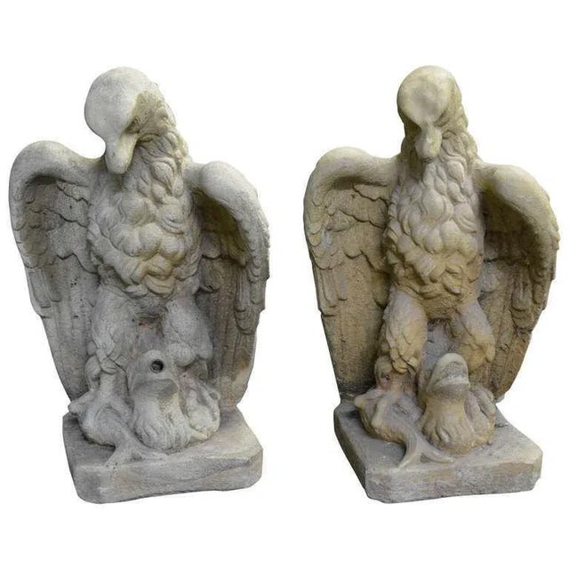 Stone Garden Cast Stone Eagle With Provenance-2available For Sale - Image 7 of 7