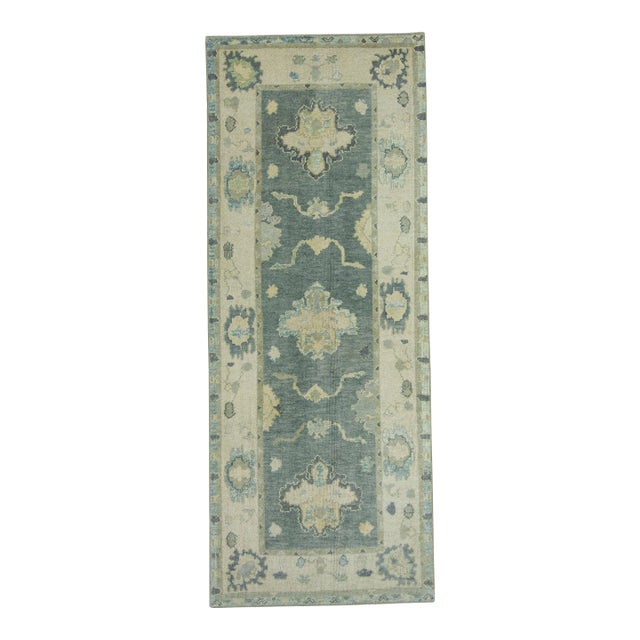 Turkish Oushak Rug 3'11" x 10' #18035 For Sale