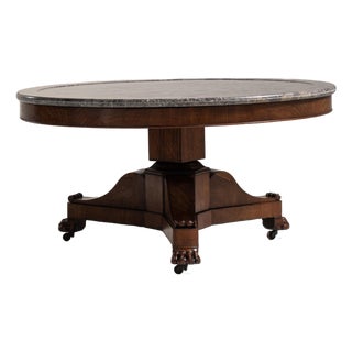 19th Century France Rich Mahogany Marble-Top Mahogany Pedestal Table For Sale