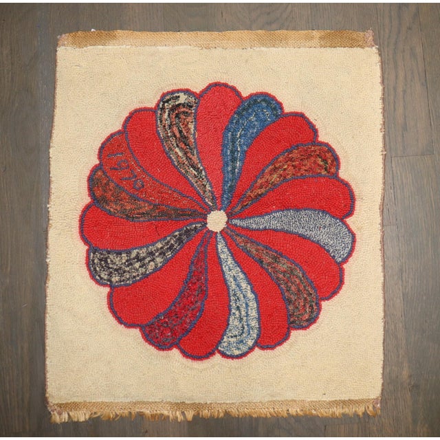 American Hooked Small Mini Rug Dated 1970 rug no. j5173 For Sale In New York - Image 6 of 6