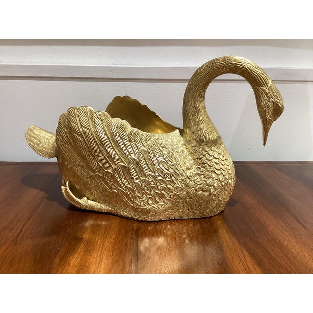 Ormolu Gilded Bronze Swan Cachepot Sculpture, 1970s For Sale - Image 10 of 13