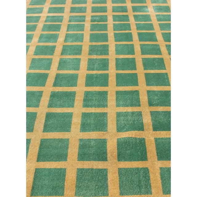 Mid 20th Century Green and Yellow Minimalist Mid-Century Modern Design Turkish Rug For Sale In Atlanta - Image 6 of 12