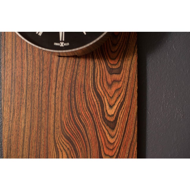 Mid Century Modern Zebrawood and Chrome Wall Clock by Howard Miller For Sale - Image 11 of 14