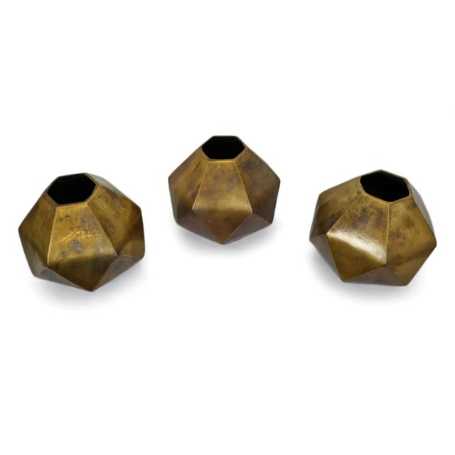 Contemporary Brass Prism Vase For Sale - Image 3 of 4