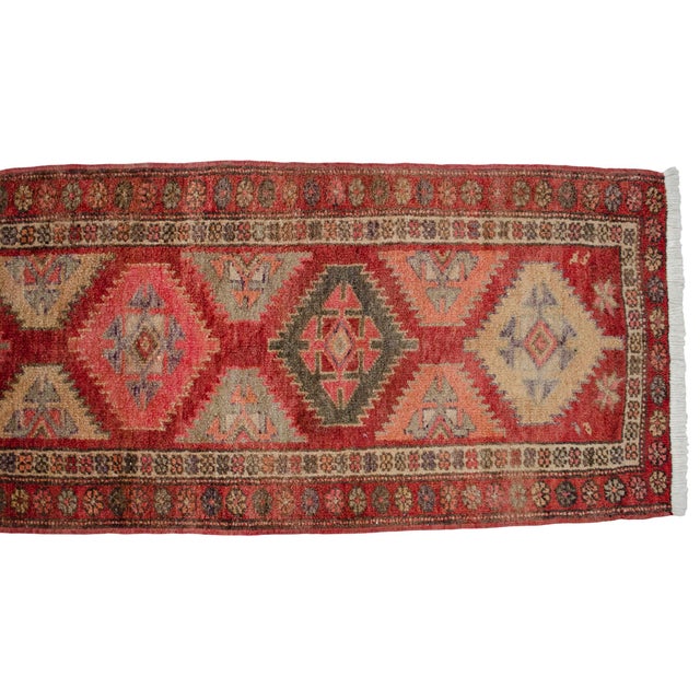 Hand-Knotted Turkish Rug Runner Extra Long Hallway Decor - 3′1″ × 13′9″ For Sale - Image 11 of 13