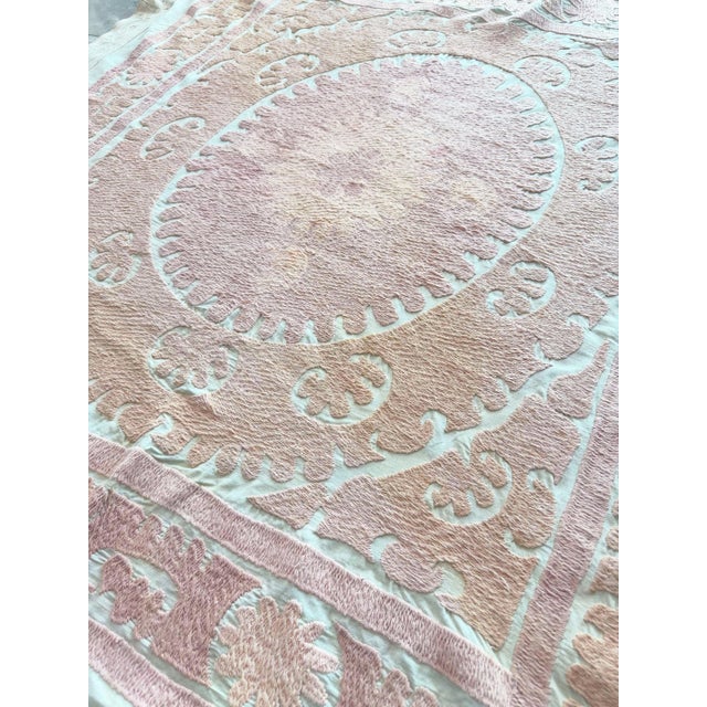 Textile Decorative Suzani Tablecloth From Bukhara For Sale - Image 7 of 9
