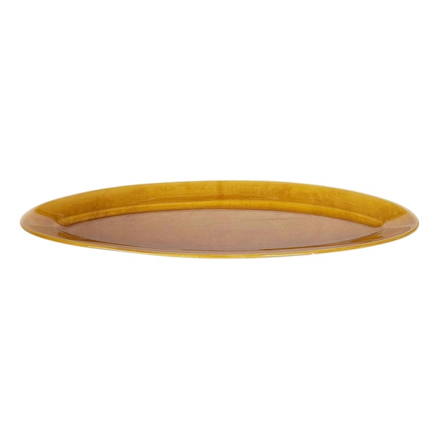 Brown Oval Ceramic Dish, France, 1970s For Sale