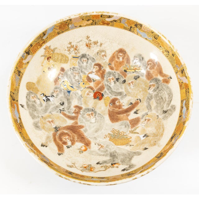 We are selling this beautiful Japanese satsuma Bowl. The interior of this 19th century bowl has decoration with 100 monkey...