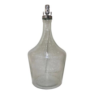 Modern Clear Textured Glass Vessel Table Lamp For Sale