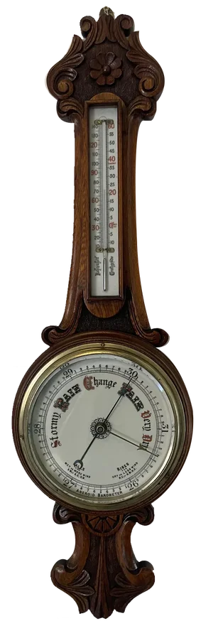 Victorian Carved Walnut Banjo Barometer, 1860s