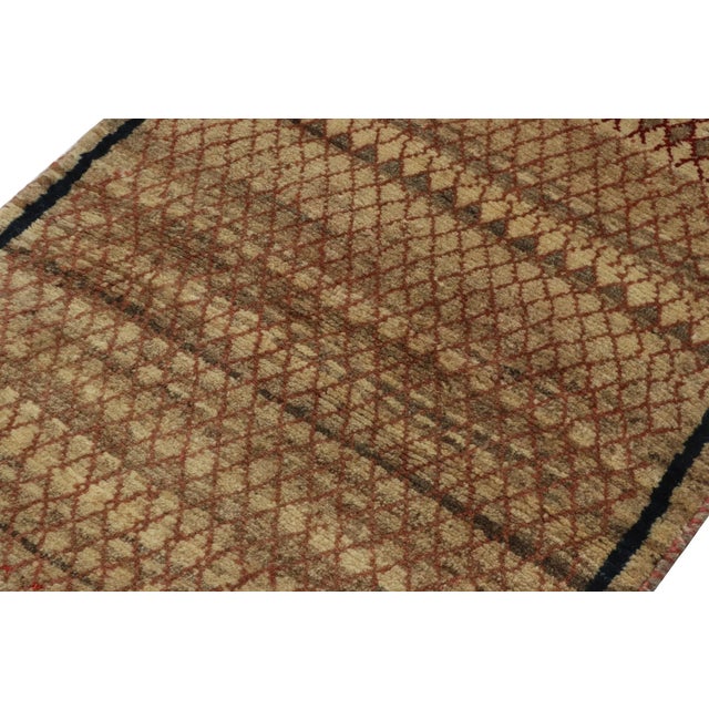 Rug & Kilim 1950s Vintage Gabbeh Tribal Rug in Beige-Brown With Red Lattice Pattern For Sale - Image 4 of 8