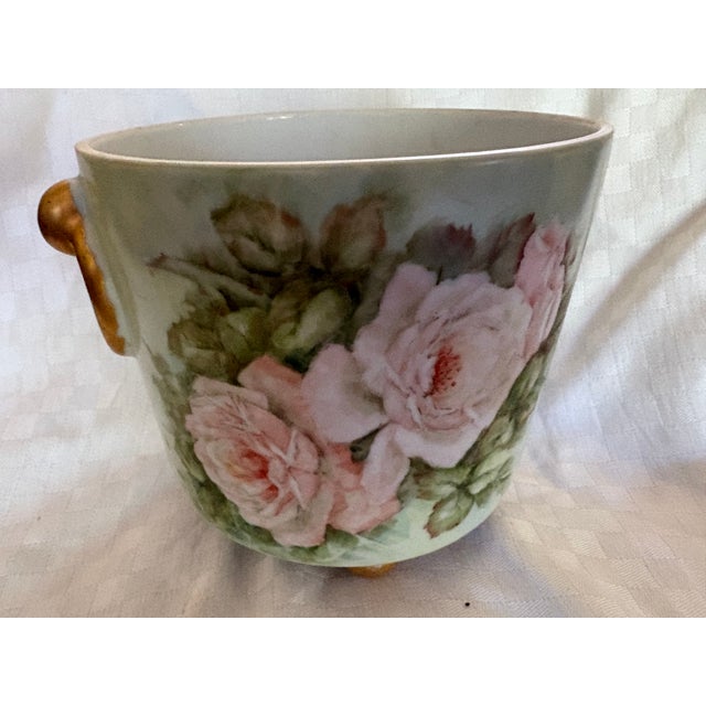 Limoges, France Antique Hand Painted French Porcelain Cachepot For Sale - Image 4 of 8
