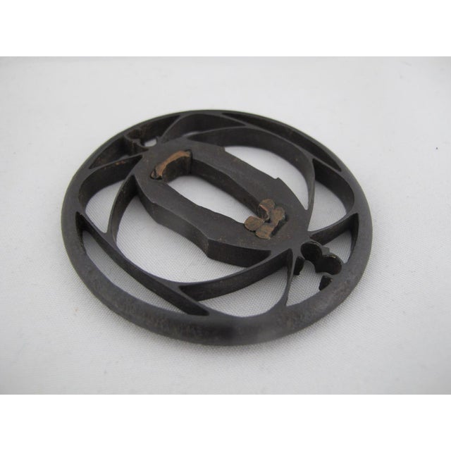 Japanese Edo Era Iron Openwork Tsuba Katana Samurai Sword Guard For Sale - Image 4 of 6