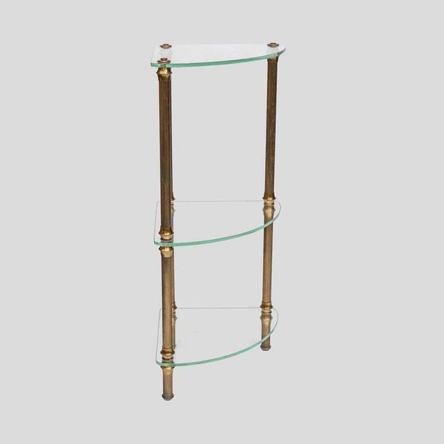 Vintage Italian Three-Tier Glass and Brass Side Table, 1960s For Sale - Image 8 of 9